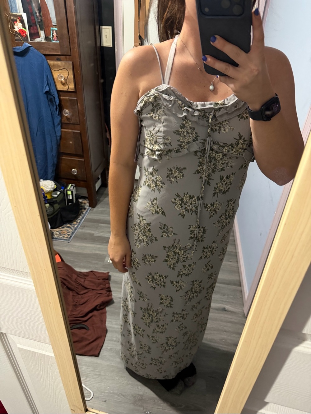 wild fable Sage Green Floral Maxi Slip Dress